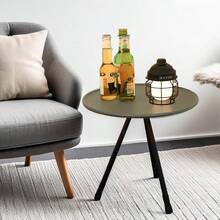 Balcony Mini Garden Table - Space Saving Foldable Design, Waterproof Round Table Top, Weather Resistant Metal For Small Space Decoration, 2 Layers Height 13.8/22 Inches, Suitable For Gardens, Balconies, Backyards, Porches, Deck, Camping, Folding Table - Green - xanh quân đội - Xem 2
