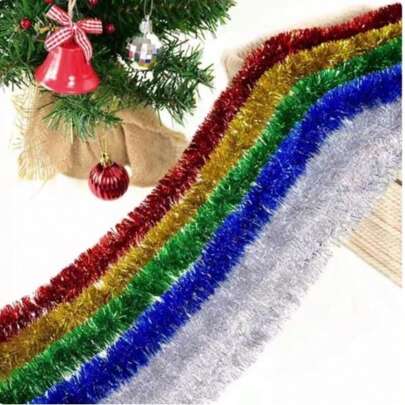 4/10pcs Christmas Colorful Streamer Tinsel Ribbon, Holiday Decoration For Party, New Year, Christmas