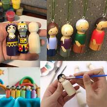 20pcs Wooden Peg Dolls, Unfinished Wooden Female People Shape Nature Plain Wood Body Dolls For Art Craft Projects DIY