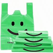 50pcs Plastic T-Shirt Bags With Handles, Plastic Bags In Gift Wrap Bags - Plastic Bags In Food Wrap Bags - Plastic Bags In Trash Bags - Bags Plastic - Gift Bags Plastic - Plastic Bags For Food - Shopping Bags Plastic - Plastic Bags Large - Plastic Bags For Drinks - Mini Bags Plastic Polyethylene Shopping Bags For Groceries, Vegetables, Fruits, Snacks - And Convenient, Suitable For Supermarkets, Restaurants, Retail Stores, And Home Organization - Green - View 2