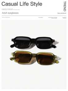 1PC Men's Casual Basic Rectangular Fashion Solid Color Glasses, Suitable For Holiday Trips, Outfit Matching, And As A Festive Gift - 彩色 - 查看 8