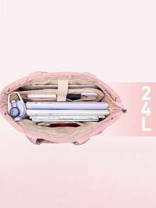 女士手提包，轻便蓬松，带隔层绗缝肩包，适合旅行、工作、健身、返校、上课和通勤，可满足各种日常物品的收纳需求，大容量设计，更宽敞的收纳空间。 - 彩色 - 查看 6