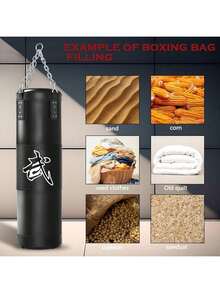 Punching Bag For Adults Unfilled Heavy Punching Bag, Boxing Bag Set With Punching Gloves, Wraps, Chain, Ceiling Hook For MMA Kickboxing Boxing Karate Muay Thai Taekwondo - 黑色 - 查看 3