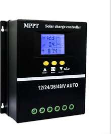 Controlador de carga solar, painel de tecido, regulador de bateria com tela LCD de 12 V/24 V/36 V/48 V, controlador de carga solar com dissipação de calor, desempenho ininterrupto - Preto - View 3