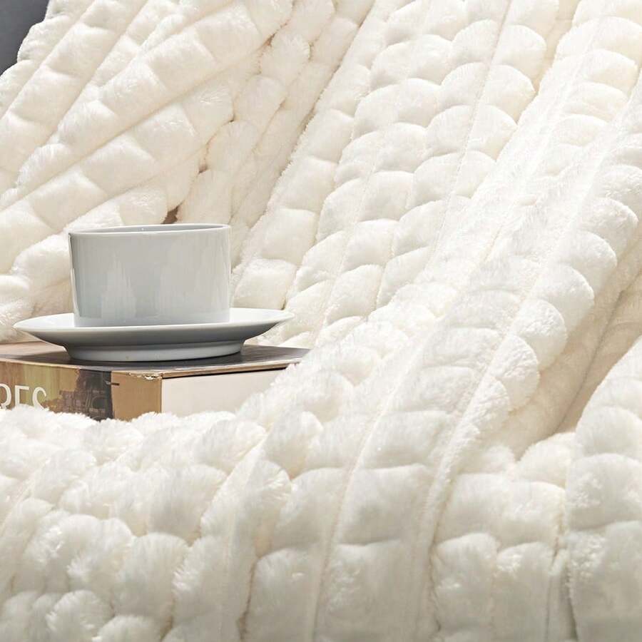 Willow Queen Blanket Ultrasoft Velvety Soft Blanket 2.4m X 2.20m - 白色 - 查看 1