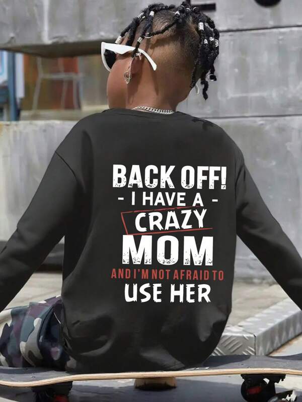 Tween Boy Novelty Print Round Neck Long Sleeve T-Shirt, Autumn/Winter