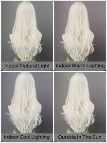 30 Inch Natural White Synthetic Wig, Long Wavy Curly Hair, Middle Part No Bangs, Suitable For Daily, Party, Halloween, Cosplay, Christmas, Events - Multicolor - View 12