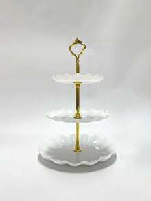 3件套白色塑料蛋糕架，三层纸杯蛋糕展示架，饼干托盘，甜点桌装饰，适用于婴儿派对、下午茶、婚礼、生日派对、性别揭晓派对、婴儿派对装饰 - 白色 - 查看 16