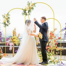 3pcs(7.2ft, 6.6ft,6ft Height) , Flowers Decoration Wedding Golden Metal Arch Stand Frame , Wedding Arch Backdrop Stand Set, Balloon Arch Kit For Ceremony Birthday Party Bridal Shower Photo Booth Garden Floral Balloon Arch Decor - 金色 - 查看 9