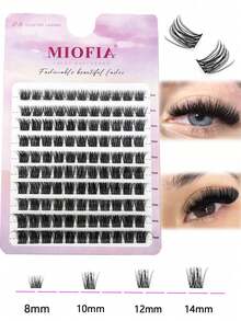 110pcs D-Curl Fluffy Natural Eyelash Clusters, 3D Volumizing Eyelash Extensions, 8-14mm Length, Cluster Lashes For DIY Eyelash Extension, Natural Makeup Effect - 黑色 - 查看 4