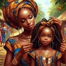 Elegantes Afrikanische Königin Diamant Malset - Runder Edelstein, Vollbohrung Leinwand, ideal für Heim-Wanddekoration & Anfänger, Mosaik-Herstellung, Diamant-Malzubehör, ohne Rahmen, verschiedene Größen zur Auswahl