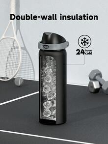 Meoky 32oz Vacuum Insulated Water Bottle with 2-in-1 Straw and Spout Lid, Insulated Cup, Keep Cold 24H, Leak-Proof, Fits in Car Cup Holder, Stainless Steel Tumbler for Sports, Travel, and School - 黑色 - 查看 2