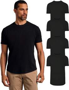 Mens T-Shirts – Curved Hem Tee Mens, Hipster Shirts For Men, Long Tail T Shirts For Man, Drop Cut Lounge/Sleephalloween - Black (4-pack) - View 1
