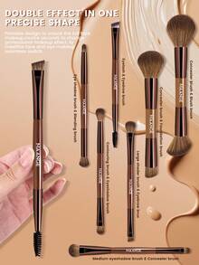 MAANGE 7/11/12/13/20支装专业双头化妆刷套装，包含斜角粉底刷、轮廓刷、腮红刷、散粉刷、眼影刷、遮瑕刷、高光刷、晕染刷，刷毛柔软，便携旅行套装，是送给女性/女孩的理想礼物。
