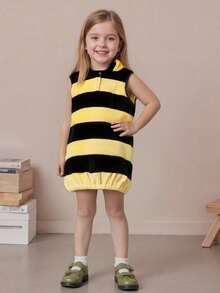 Kid Halloween Costume, Sleeveless Striped Hooded Vest With Wings Cosplay Bee Costume - Yellow - View 6