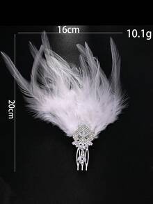 1个时尚羽毛发夹，带闪亮水晶侧边发夹，女士珠宝配饰，万圣节发带 - 彩色 - 查看 6