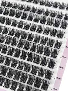 110pcs D-Curl Fluffy Natural Eyelash Clusters, 3D Volumizing Eyelash Extensions, 8-14mm Length, Cluster Lashes For DIY Eyelash Extension, Natural Makeup Effect - 黑色 - 查看 5