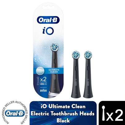 IO Ultimate Clean Toothbrush Heads Black 2 Pack For IO Series Designed For Deep Cleaning Precision, Plaque Control And Improved Gum Health