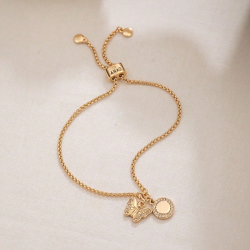 DKNY 精致金色蝴蝶点缀圆点百搭手链 - 金子 - 查看 1