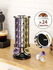 1 Giá trưng bày hạt cà phê xoay, chứa được 24/32 hạt cà phê, hộp đựng viên cà phê, giá trưng bày viên cà phê bằng sắt, giá đỡ hạt cà phê xoay, thích hợp cho gia đình và văn phòng, phù hợp với viên cà phê đường kính 5,28cm, quà tặng cho mẹ, ngày của cha, bạn gái, bạn trai, bạn bè - Nhiều màu - Xem 2