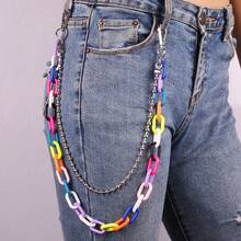 1 Pc Detachable Resin Chain Fluorescent Pants Chain  Hip-Hop Jeans Chain - Orange Double Layer - View 6