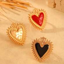 1 件哥特式夸张心形戒指，红黑镂空心形可调节戒指，女士戒指，情侣戒指，适合日常佩戴，情人节礼物 - 金色 - 查看 2