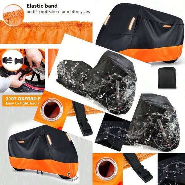 Motorcycle Cover Waterproof Durable Tear Resistant Motorbike Scooter Mopeds Cover All Season Protection From Snow Dust UV With Large Locking Hole Storage Bag For   Harley Suzuki