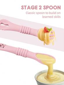 4pcs Baby Feeding Set, Includes Anti-Drop Silicone Divided Plate, Spoon, Fork, Suction Bowl, Ideal For Infant Toddler Solid Food Training, Great Gift - Multicolor - View 5