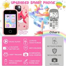 Children's Mobile Phone Toy, Cute Silicone Case Design, 2.8-Inch Touch Screen With Camera, Built-In Learning Games And MP3 Player, Suitable For Boys And Girls Aged 3-12 As A Gift Set