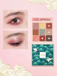 CATKIN 9-Color Neutral Eyeshadow Palette - Matte & Shimmer Eyeshadows, High Pigment Matte & Pearl Finish, Spring C01 - C01 Spring - 查看 8