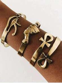 1PC Egyptian Queen Nefertiti Bangles For Women Men Adjustable Africa Couple Bangle Hip Hop Punk Bracelets Jewelry Gifts 2025 - Yellow Gold - View 10