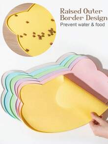 1pc Silicone Pet Food Mat, Dog Cat Bowl Pad, Non-Slip, Waterproof, Raised Edge To Prevent Spills, Easy To Clean In Dishwasher - Multicolor - View 6