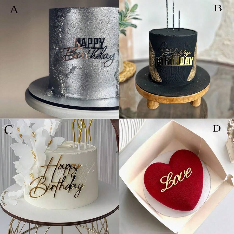 1pc/6pcs/3pcs Happy Birthday Cake Toppers Cake Side Acrylic High Quality Cupcake Toppers Birthday Party Butterfly Cake Decoration Baking