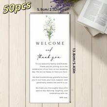 50pcs Minimalist Wedding Dining Table Thank You Cards, Thank You Napkins, Dining Table Thank You, Green Plants, Seating Arrangement Thank You Cards - Many - View 3