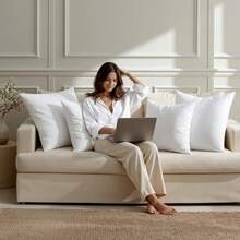 Pack Of 1/2/4 - White Silk And Cotton Pillow Core - Highly Elastic, Soft And Fluffy Silk And Cotton Decorative Pillow, Home Textiles - Soft And Fluffy Pillow Core, Antibacterial And Anti-Mite - No Deformation - Home Use - Soft And Comfortable Neck Pillow, Suitable For Bed, Sofa, Bedroom, Car, Travel And Other Home Decorations, Multiple Sizes, Two Styles Available - A Gift Of Love - trắng - Xem 9