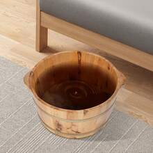 OUKANING Wooden Foot Bathtub, 36.5X18CM Baths Feet Soaking Tub, Wooden Foot Bathtub, Wooden Bucket For Foot Bath, Foot Soaking Bath Basin Wooden Bucket - Holzfarbe - View 2