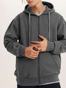 1 pezzo Felpa con cappuccio da uomo, giacca con vestibilità ampia per autunno e primavera