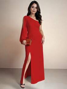Women Long Dresses - Red - View 3