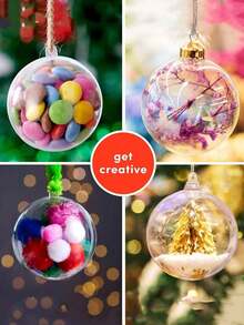 26个不同尺寸的透明球，10个球，亚克力透明装饰球，5个球填充3cm/4cm塑料，超大透明塑料填充圣诞饰品，现代破碎小玩意，用于DIY工艺品圣诞装饰 - 無色 - 查看 5