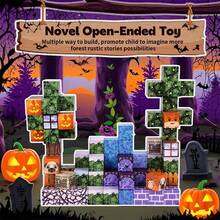 100pcs Creative Building Blocks Halloween Construction Toys, Magnetic Building Blocks, Halloween Gift