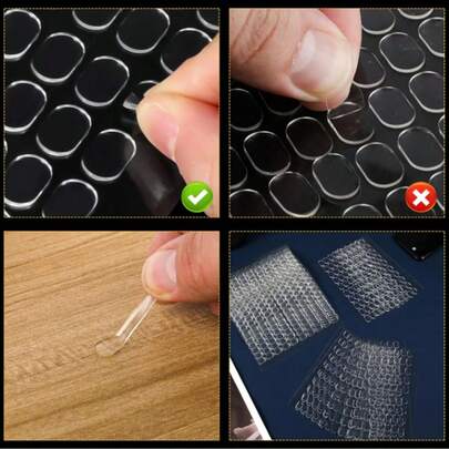 500 piezas/100 piezas Puntos adhesivos acrílicos transparentes y redondos de doble cara, pegatinas de pegamento nano removibles, adecuadas para decoración de globos de boda, pegatinas de pegamento acrílico transparente indoloro, figuras, fijación de globos, arte de uñas, pegatinas adhesivas de doble cara nano removibles