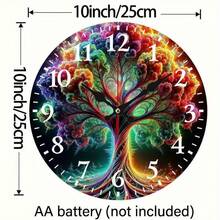 Tree Of Life" Wall Clock, A Silent Wall Clock That Creates A Festive Atmosphere With Clear And Easy-To-Read Numbers, Suitable For Wall Decoration In Living Rooms, Gardens, Kitchens, Bedrooms, And Offices, Size 10*10inch,Wall Decor,Valentines Decor,Home Décor>Stuff - Multicolor/10in/25cm - View 4