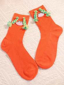 Meias Dopamine Girl Rabo de Porco Boca de Salsicha Meias de Cano Médio Ugly Doll Design de Cor Contrastante Meias para Uso Externo, Meias Bonitas e Divertidas, Meias de Outono