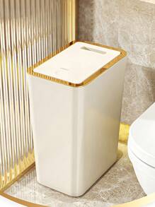 1pc Premium Large Capacity Trash Can, Pedal Operated Slim Design Garbage Bin Suitable For Home, Bedroom, Living Room, Kitchen, Bathroom, Office