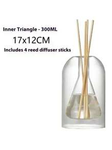 1pc 130ml Transparent Glass Diffuser Bottle With Rattan Sticks, Fragrance Oil Bottle For Home Use, Unscented Aroma Bottle, Simple Decorative Glass Vase, Glass Vase Fragrance Reed Sticks Home Decor Interior Design Tranquility Life Aesthetics Aromatherapy Art Decor Natural Element Relaxing Time Life Style Home Life Handicraft Mental Peace Good Times Creative Home Decorative Art Life Inspiration Mental Space Gifts Birthday Graduation