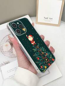 1个透明TPU防摔彩色手绘圣诞老人和圣诞树图案手机壳，兼容 15/15Pro/15Plus/15ProMax/16/16Pro/16Plus/16ProMax，兼容Galaxy S23 Ultra/A14/A24，兼容Redmi Note 12 Pro，兼容Pixel 8/8 Pro，国际版，非国内版 - 彩色 - 查看 3