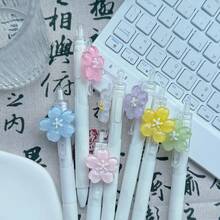 5支装透明花卉多色圆珠笔，可爱鲜艳的花朵图案，速干，书写流畅，适合办公室、学校、礼物、生日、节日 - 彩色 - 查看 6