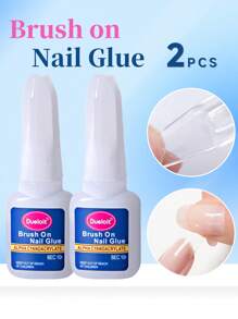 2 piezas de pegamento para uñas extra fuerte para puntas de uñas, uñas acrílicas y uñas postizas, pincel de pegamento para uñas postizas de larga duración para uñas acrílicas, puntas de uñas falsas