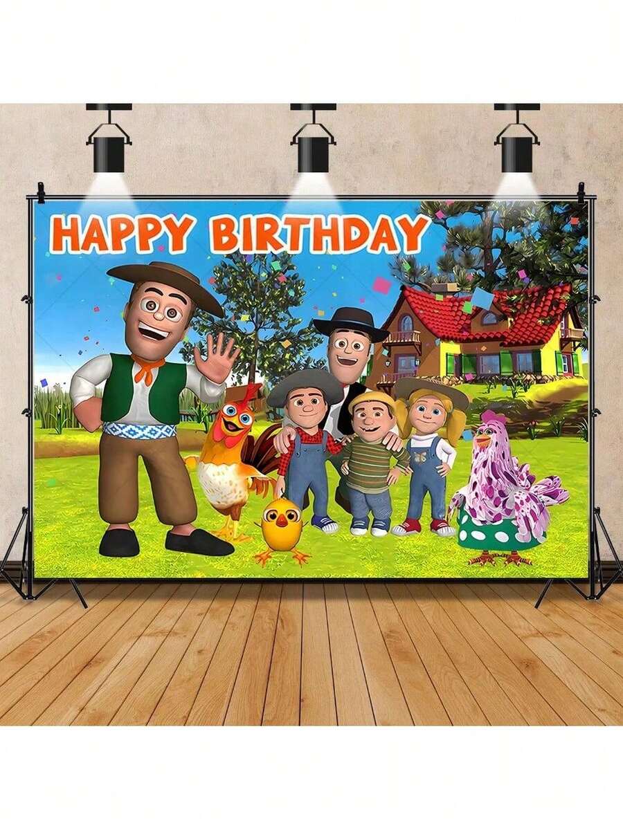 Green Grass Farm Barn Animal Tractor  Birthday Party Banner Backdrop Custom La Granja  Theme Photo Poster Decor Background - JK1614 - Xem 1