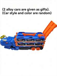 儿童超大恐龙滑轨车，超长轨道，一键弹出，可变形，室内/室外双模式，可玩耍，可收纳多辆迷你车，男孩亲子互动益智玩具，儿童礼物（合金车颜色和款式随机） - 彩色 - 查看 12
